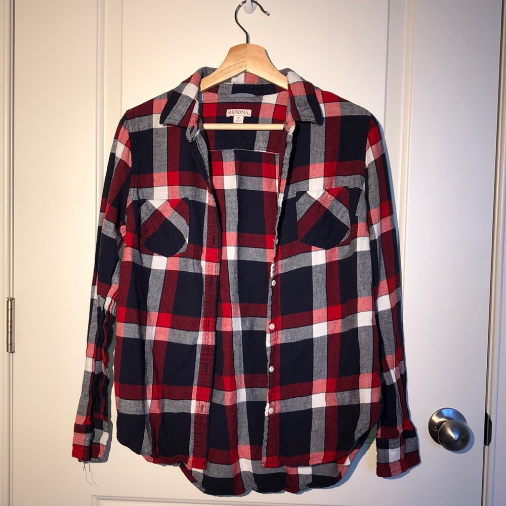 plaid long sleeve button-up